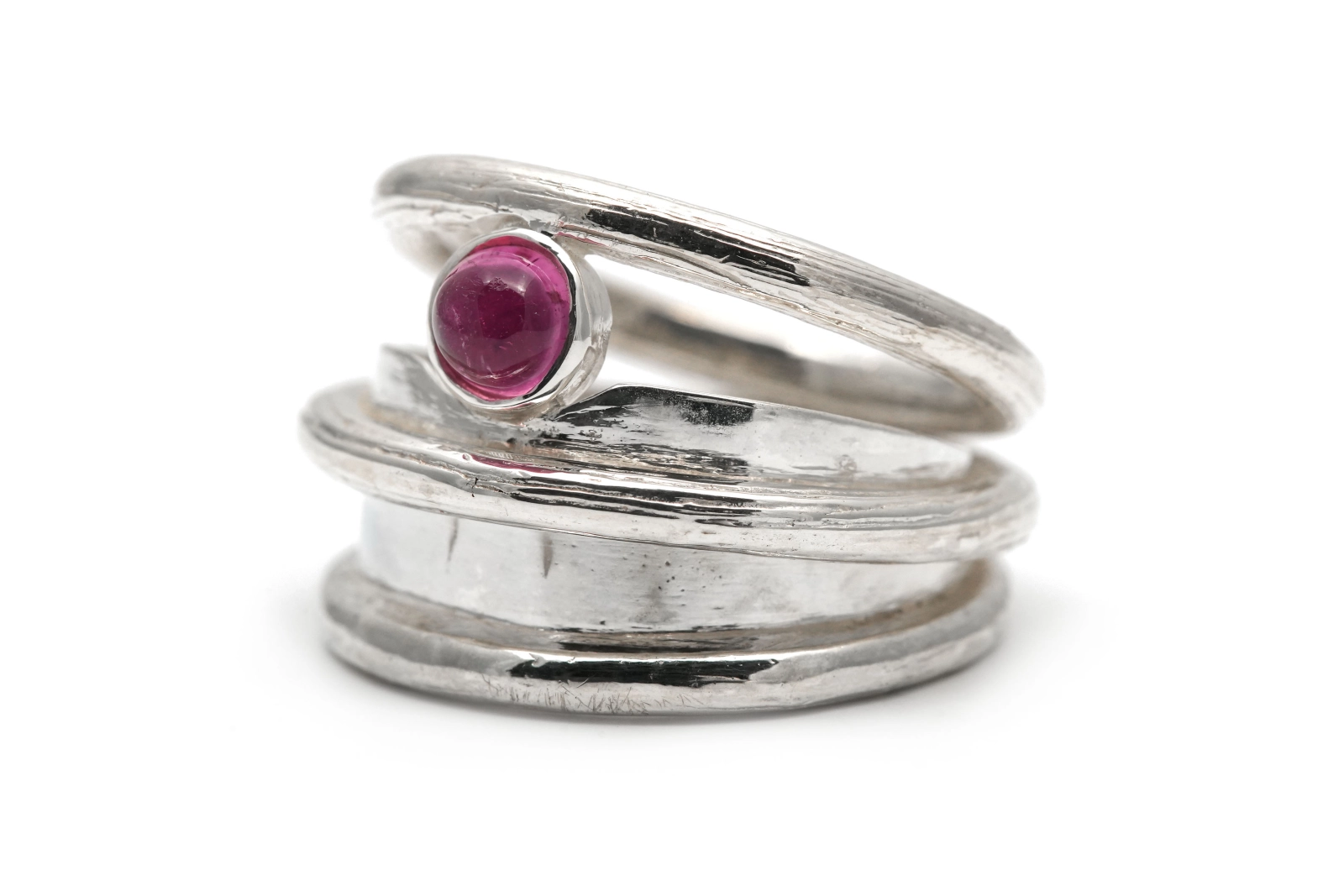Bague Années 70 en argent sertie d'une tourmaline