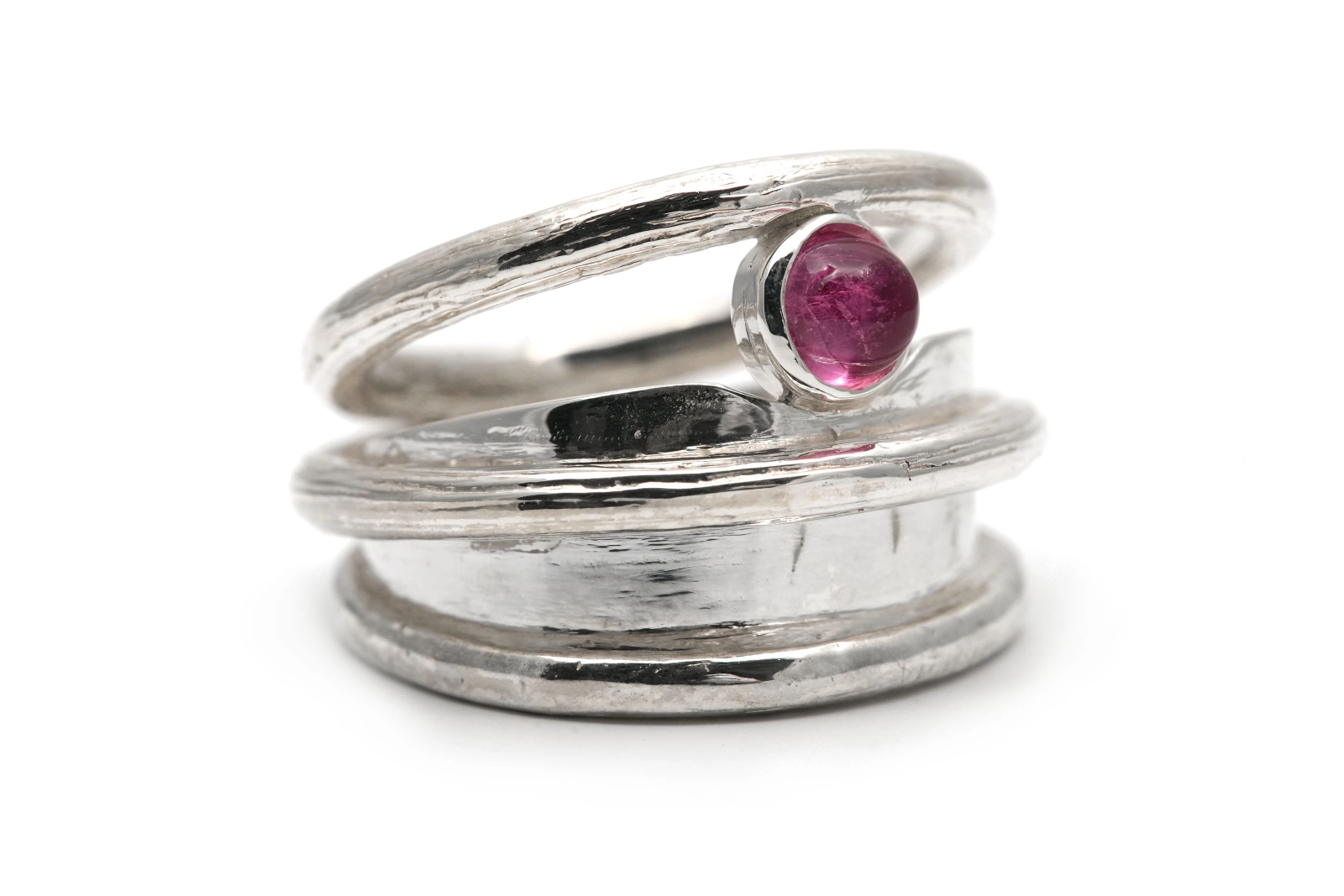 Bague Années 70 en argent sertie d'une tourmaline
