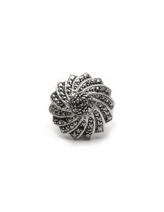 Bague Art Déco en argent 835 sertie de marcassites