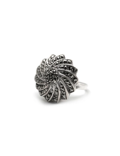 Bague Art Déco en argent 835 sertie de marcassites