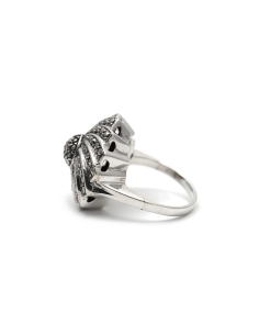 Bague Art Déco en argent 835 sertie de marcassites