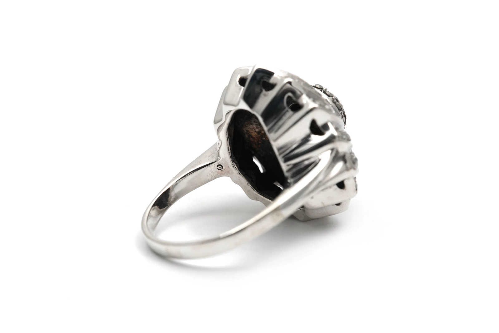 Bague Art Déco en argent 835 sertie de marcassites