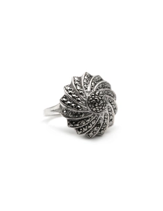 Bague Art Déco en argent 835 sertie de marcassites