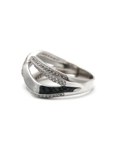 Bague contemporaine en argent 925 sertie de zirconiums
