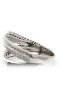 Bague contemporaine en argent 925 sertie de zirconiums