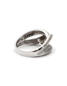 Bague contemporaine en argent 925 sertie de zirconiums