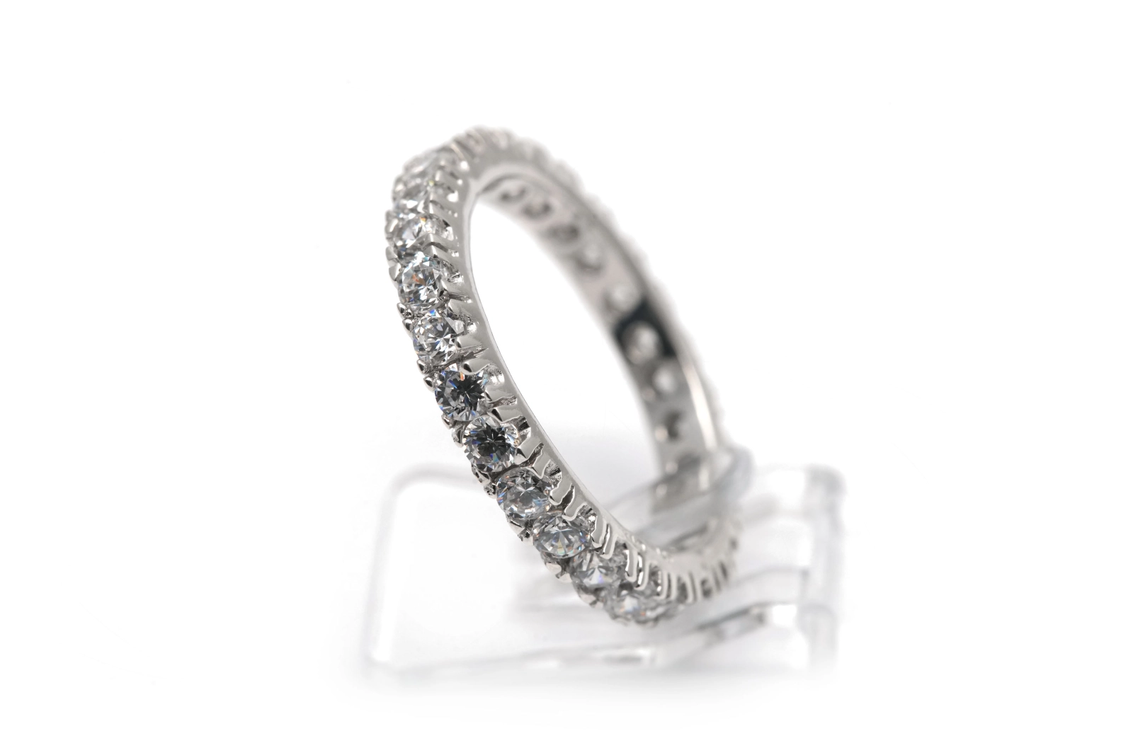 Alliance américaine contemporaine en argent 925 sertie de zirconiums