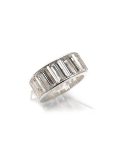 Bague contemporaine en argent 925 sertie de zirconiums
