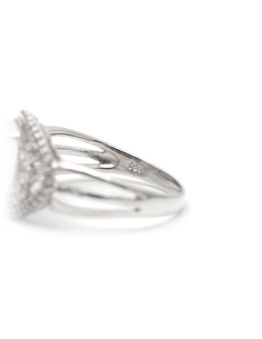 Bague contemporaine en argent 925 sertie d'une pierre de lune et de zirconiums