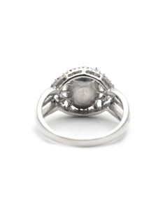 Bague contemporaine en argent 925 sertie d'une pierre de lune et de zirconiums