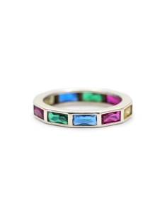Bague contemporaine en argent 925 sertie de zirconiums
