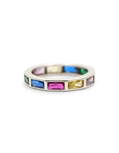 Bague contemporaine en argent 925 sertie de zirconiums