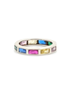 Bague contemporaine en argent 925 sertie de zirconiums