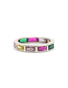 Bague contemporaine en argent 925 sertie de zirconiums