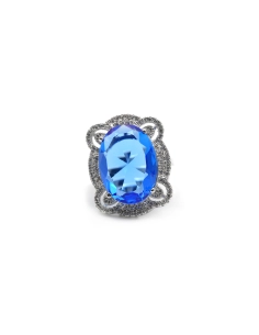 Bague contemporaine en argent 925 sertie de zirconiums