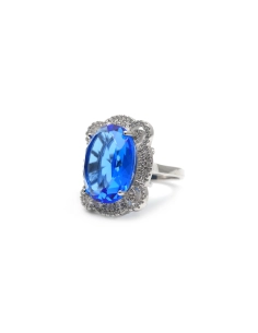 Bague contemporaine en argent 925 sertie de zirconiums