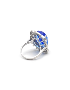 Bague contemporaine en argent 925 sertie de zirconiums