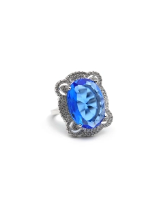 Bague contemporaine en argent 925 sertie de zirconiums