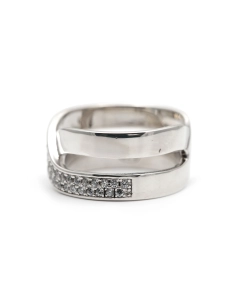 Bague contemporaine en argent 925 sertie de zirconiums