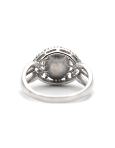 Bague contemporaine en argent 925 sertie d'une améthyste et de zirconiums