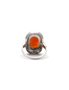 Bague Années 50 en argent 835 sertie d'un camée et de marcassites