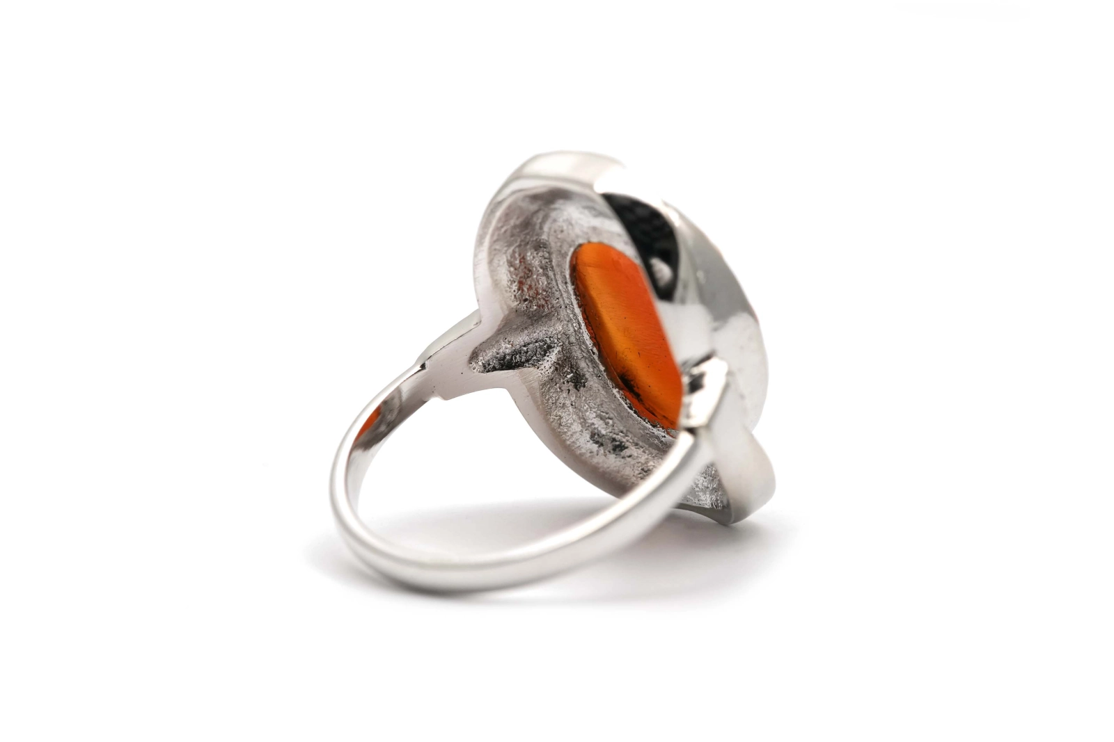 Bague Années 50 en argent 835 sertie d'un camée et de marcassites