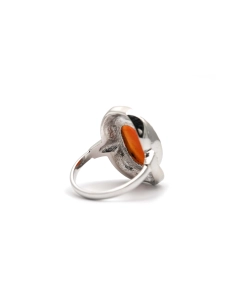 Bague Années 50 en argent 835 sertie d'un camée et de marcassites