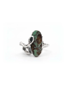 Bague contemporaine en argent 925 sertie d'une turquoise