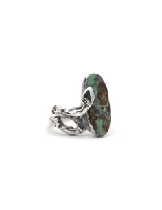 Bague contemporaine en argent 925 sertie d'une turquoise