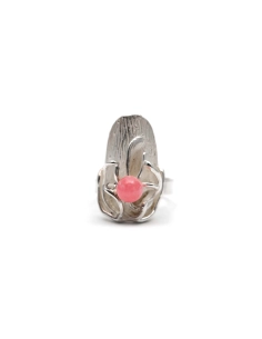 Bague Années 70 en argent 925 sertie d'une rhodochrosite