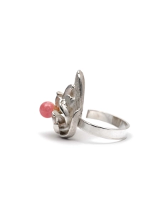 Bague Années 70 en argent 925 sertie d'une rhodochrosite
