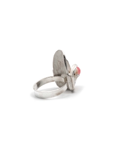Bague Années 70 en argent 925 sertie d'une rhodochrosite