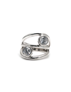 Bague contemporaine en argent 925 sertie de zirconiums