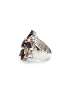 Bague contemporaine en argent 925 sertie de zirconiums