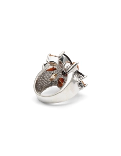 Bague contemporaine en argent 925 sertie de zirconiums