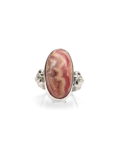 Bague Années 70 en argent 925 sertie d'une rhodochrosite