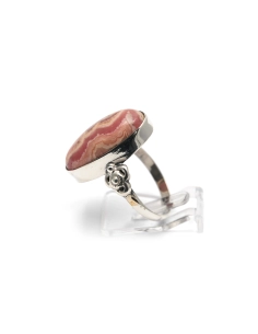 Bague Années 70 en argent 925 sertie d'une rhodochrosite