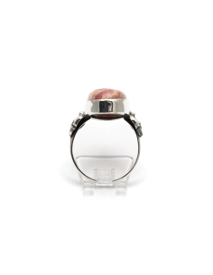 Bague Années 70 en argent 925 sertie d'une rhodochrosite