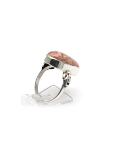 Bague Années 70 en argent 925 sertie d'une rhodochrosite