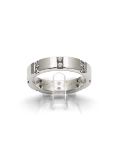 Bague contemporaine en argent 925 sertie de zirconiums
