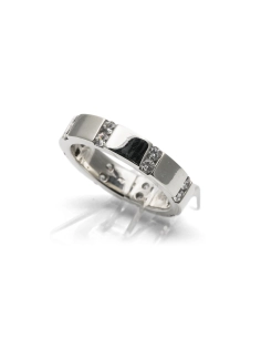 Bague contemporaine en argent 925 sertie de zirconiums
