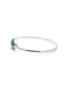 Bracelet Années 70 en argent 800 serti d'une malachite