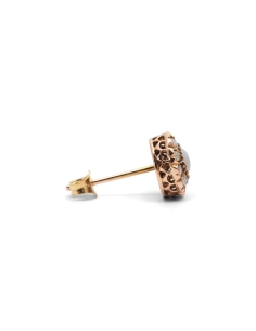 Boucles d'oreilles Art Nouveau en or jaune 18 carats serties d'opales et de diamants taille "rose"