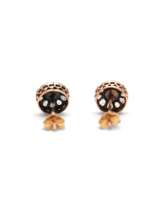 Boucles d'oreilles Art Nouveau en or jaune 18 carats serties d'opales et de diamants taille "rose"