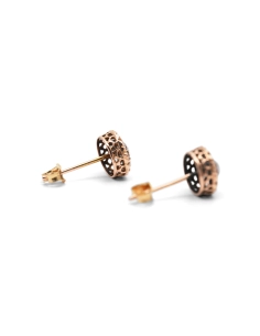 Boucles d'oreilles Art Nouveau en or jaune 18 carats serties d'opales et de diamants taille "rose"
