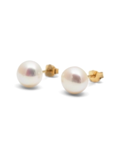 Boucles d'oreilles contemporaines en or jaune 18 carats serties de perles