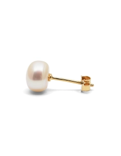 Boucles d'oreilles contemporaines en or jaune 18 carats serties de perles