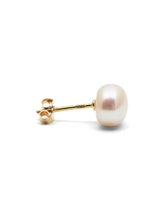 Boucles d'oreilles contemporaines en or jaune 18 carats serties de perles