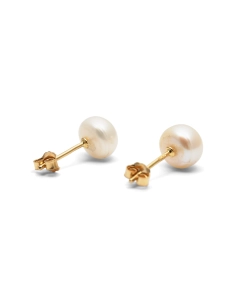 Boucles d'oreilles contemporaines en or jaune 18 carats serties de perles