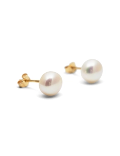 Boucles d'oreilles contemporaines en or jaune 18 carats serties de perles